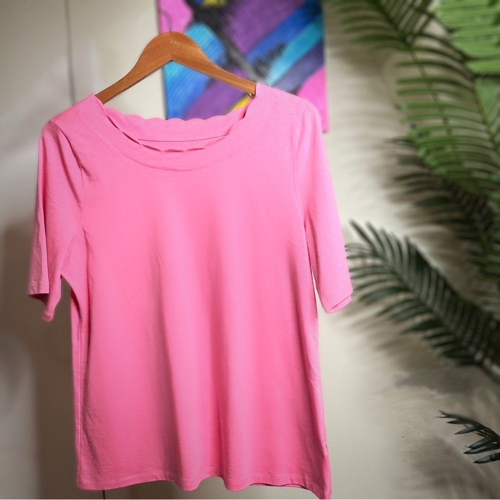 Talbots Pima Cotton Scallop Tee